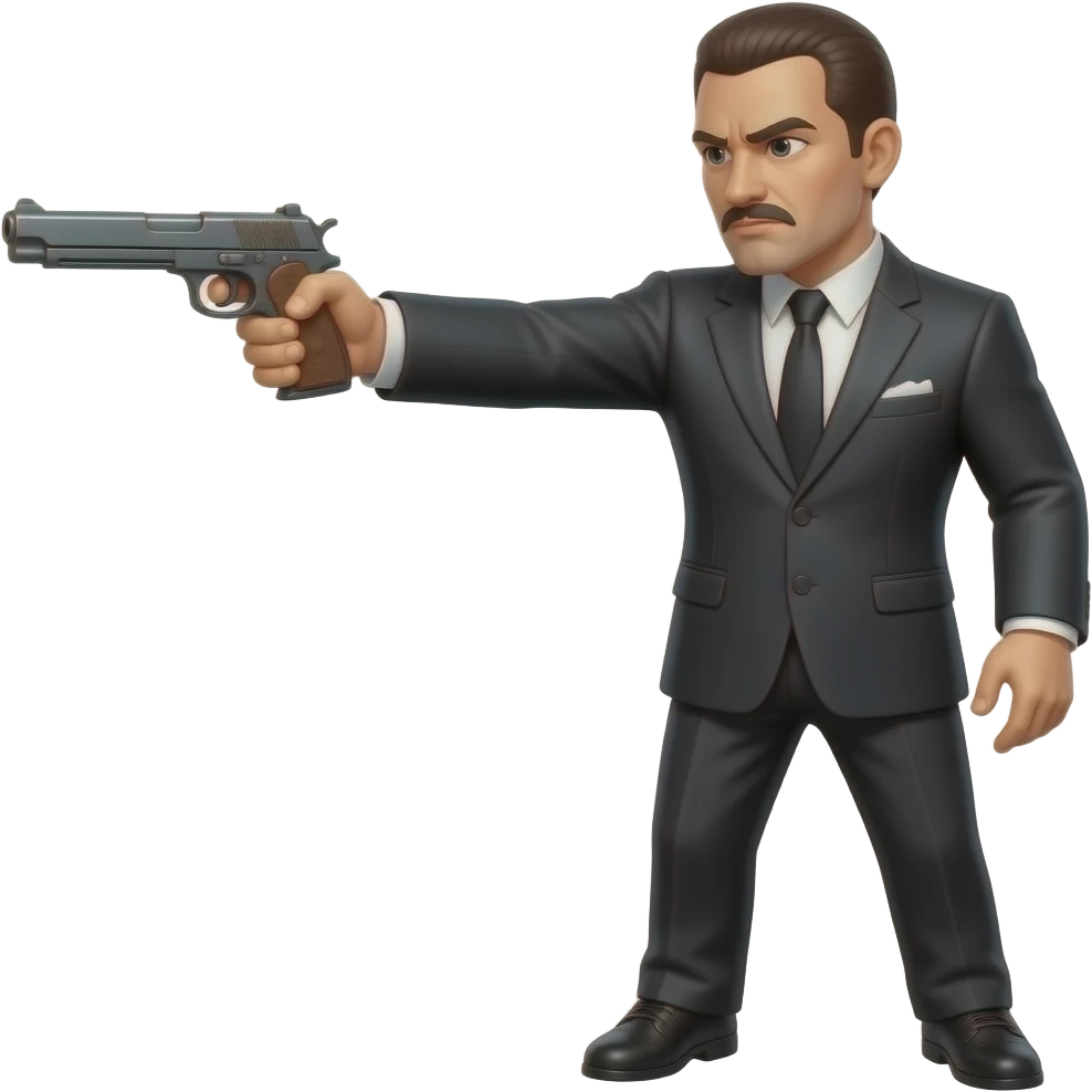 Gangster holding a gun shooting it emoji