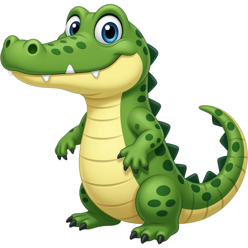 Cartoon American alligator on fours emoji