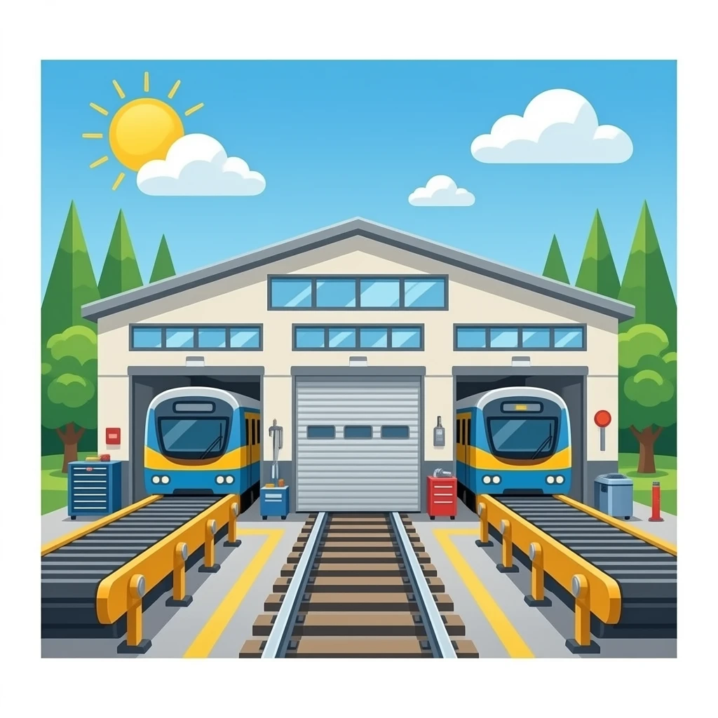 inside a train maintence depot, no trains, no rain emoji