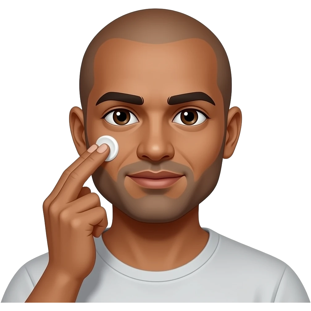 BALD INDIAN MAN DARKBROWN SKIN APPLYING CREAM ON HIS FACE emoji