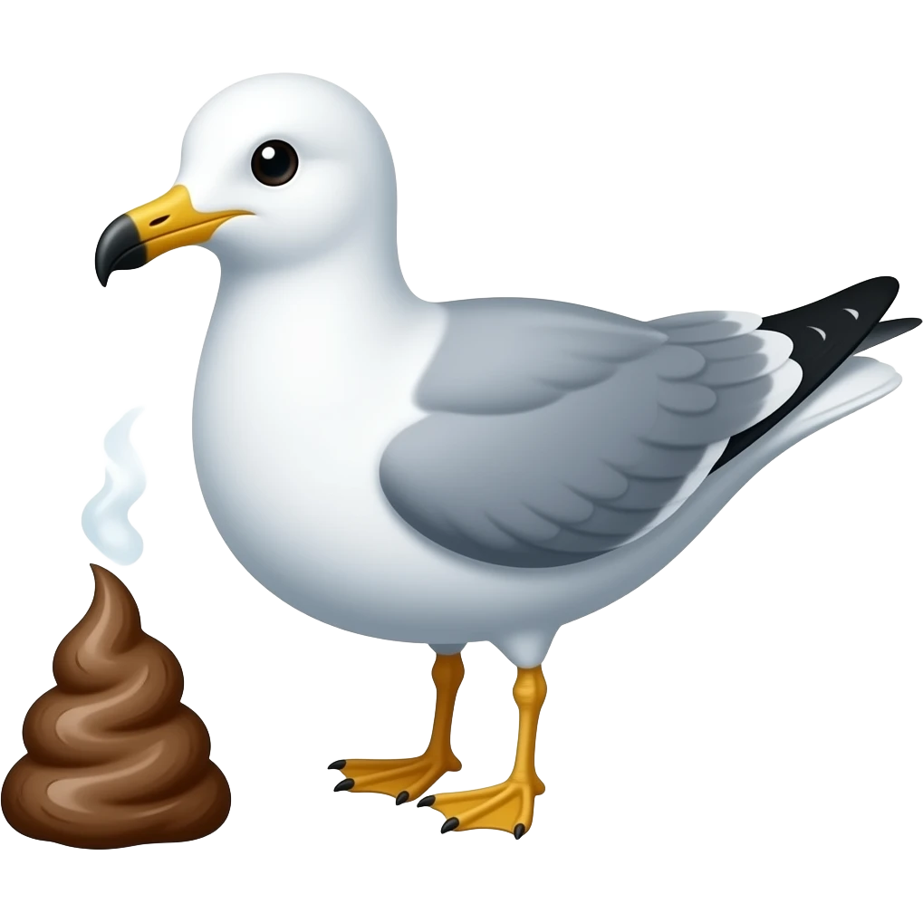 Seagull doing a poo emoji