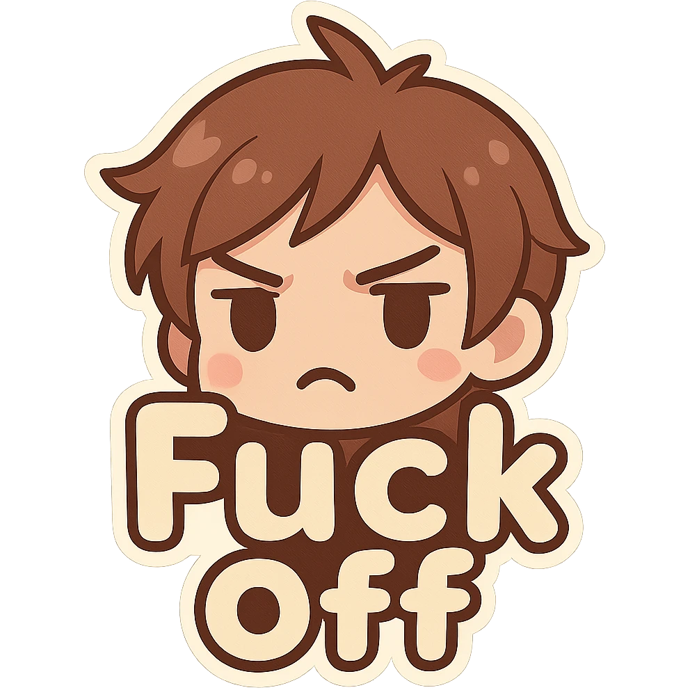 Fuck off text sticker, remove background emoji