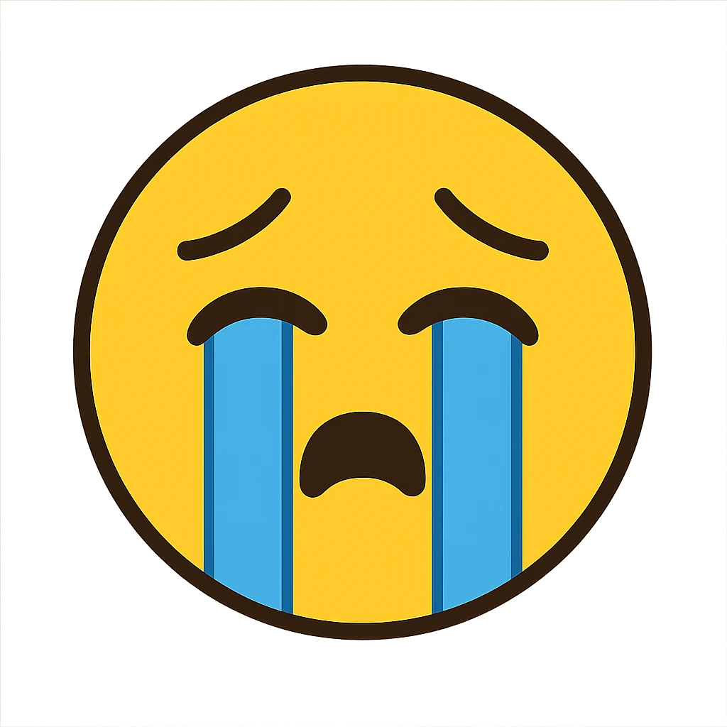 yellow crying face emoji, digital illustration emoji