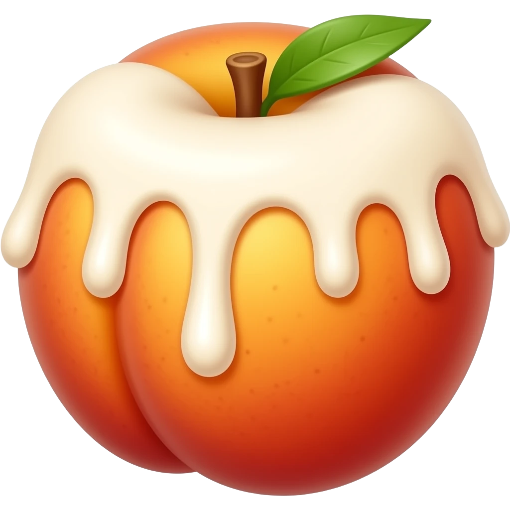 Cream dripping peach emoji
