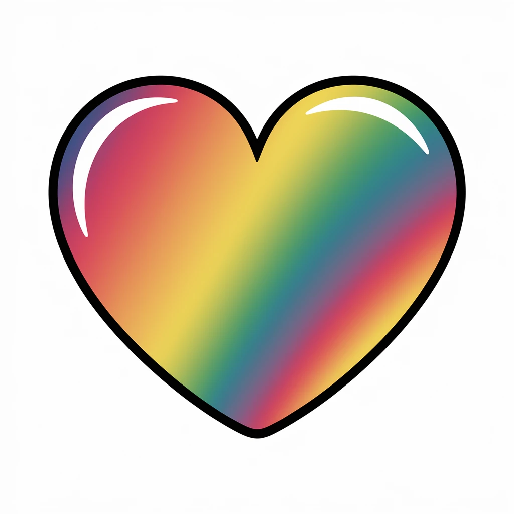 heart with a holographic rainbow effect emoji