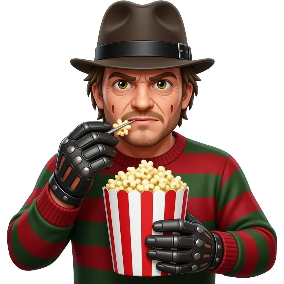 freddy kruger eating bucket of popcorn emoji