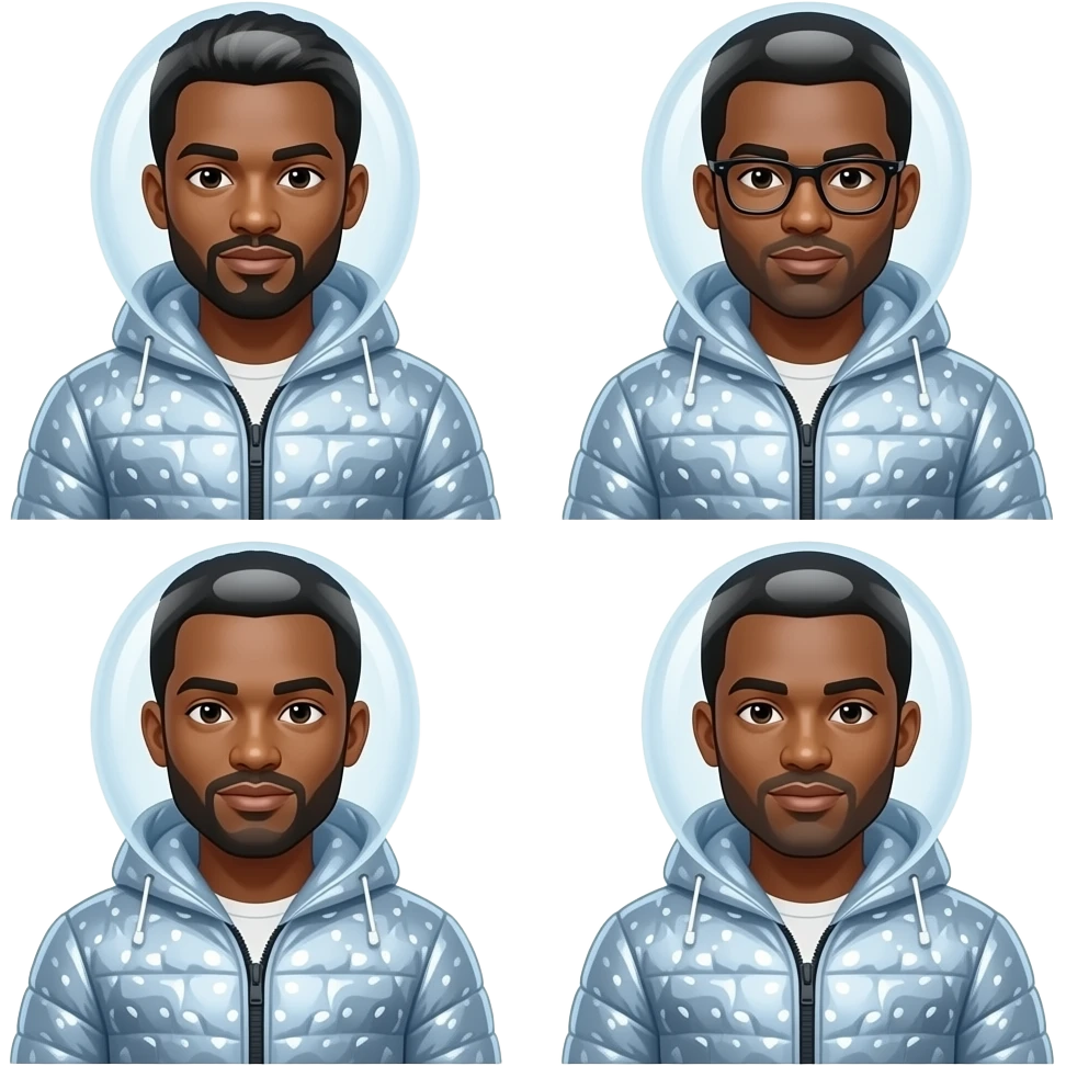 4 black men in bubble jackets emoji