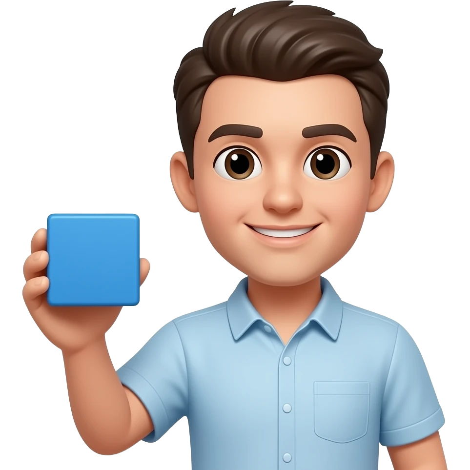 This photo but just holding one blue block emoji