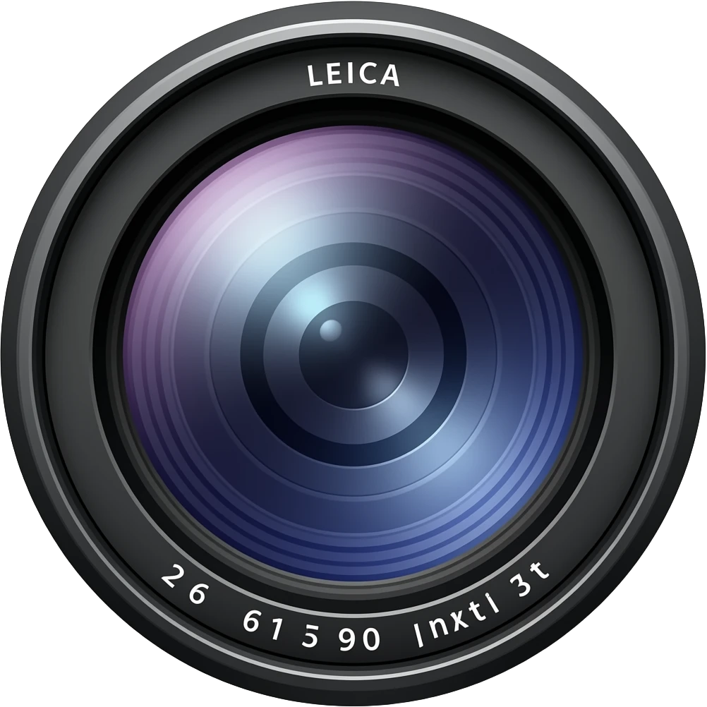 a high end Leica lens in the style of a iPhone icon. emoji