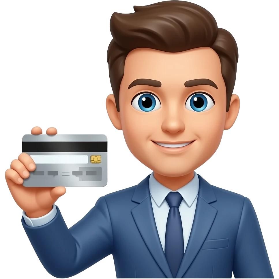 Platinum credit card,  emoji person holding emoji