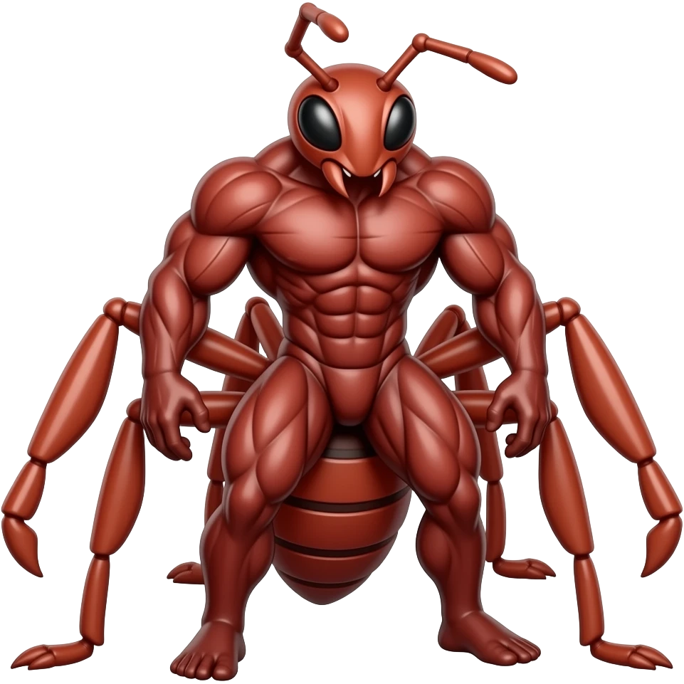 A red muscular ant, cartoon style emoji