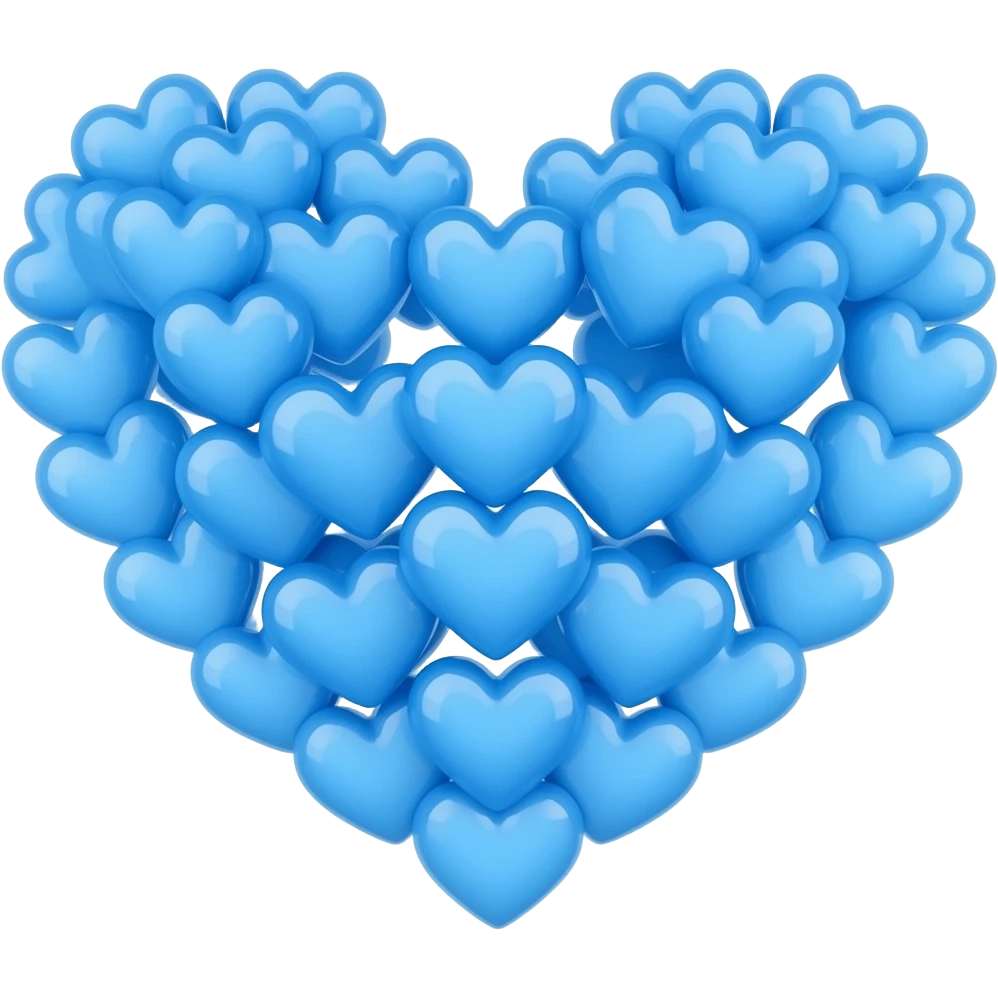 many 2D azure hearts🩵 disposed in a perfect heart shape emoji