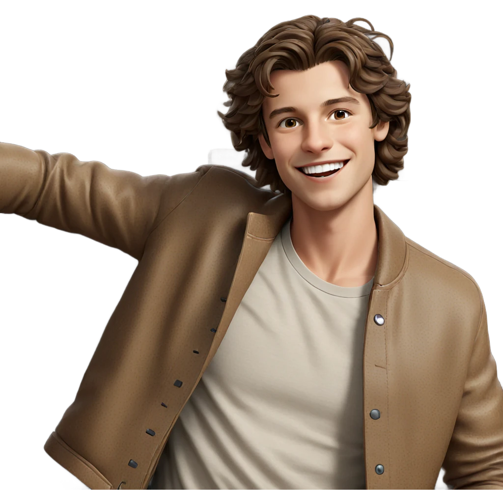 smiling boy in brown jacket emoji