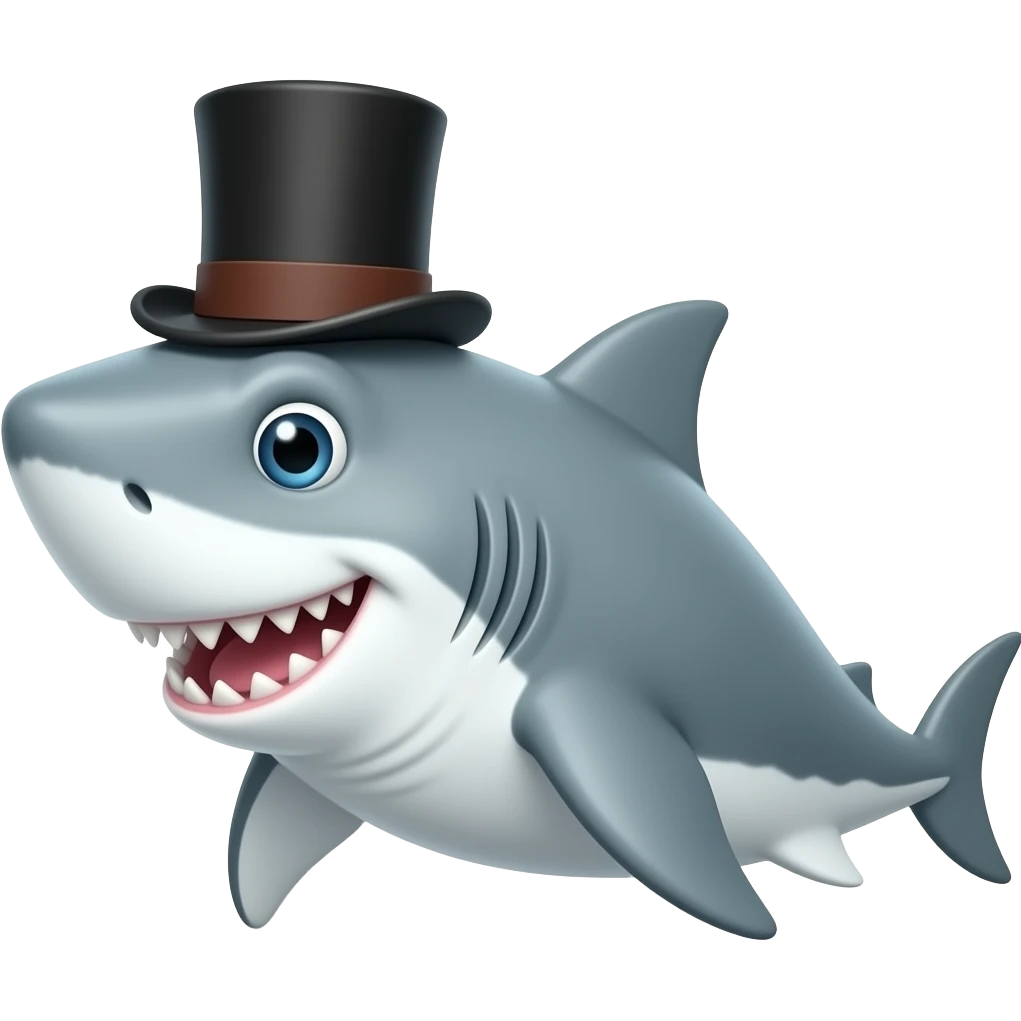 Shark with a top hat emoji