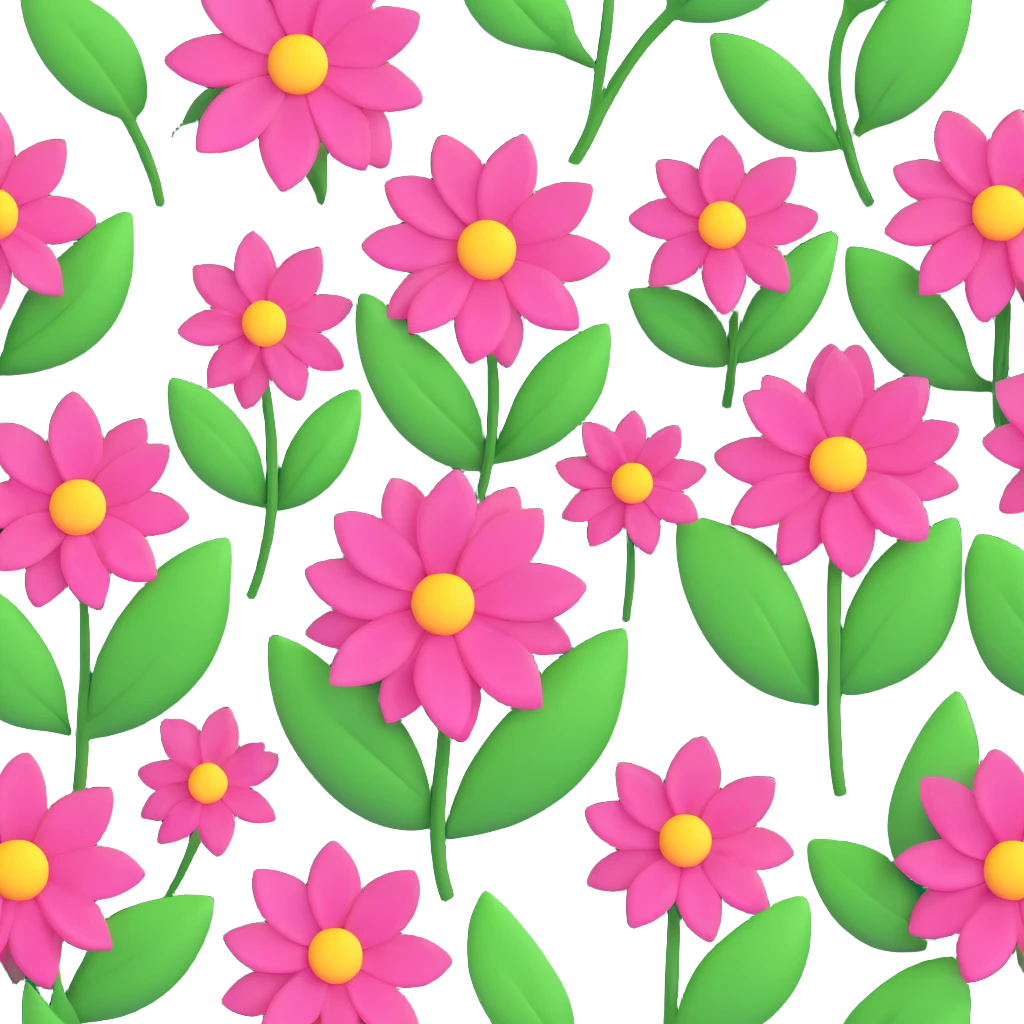 pink flowers with green leaves emoji
