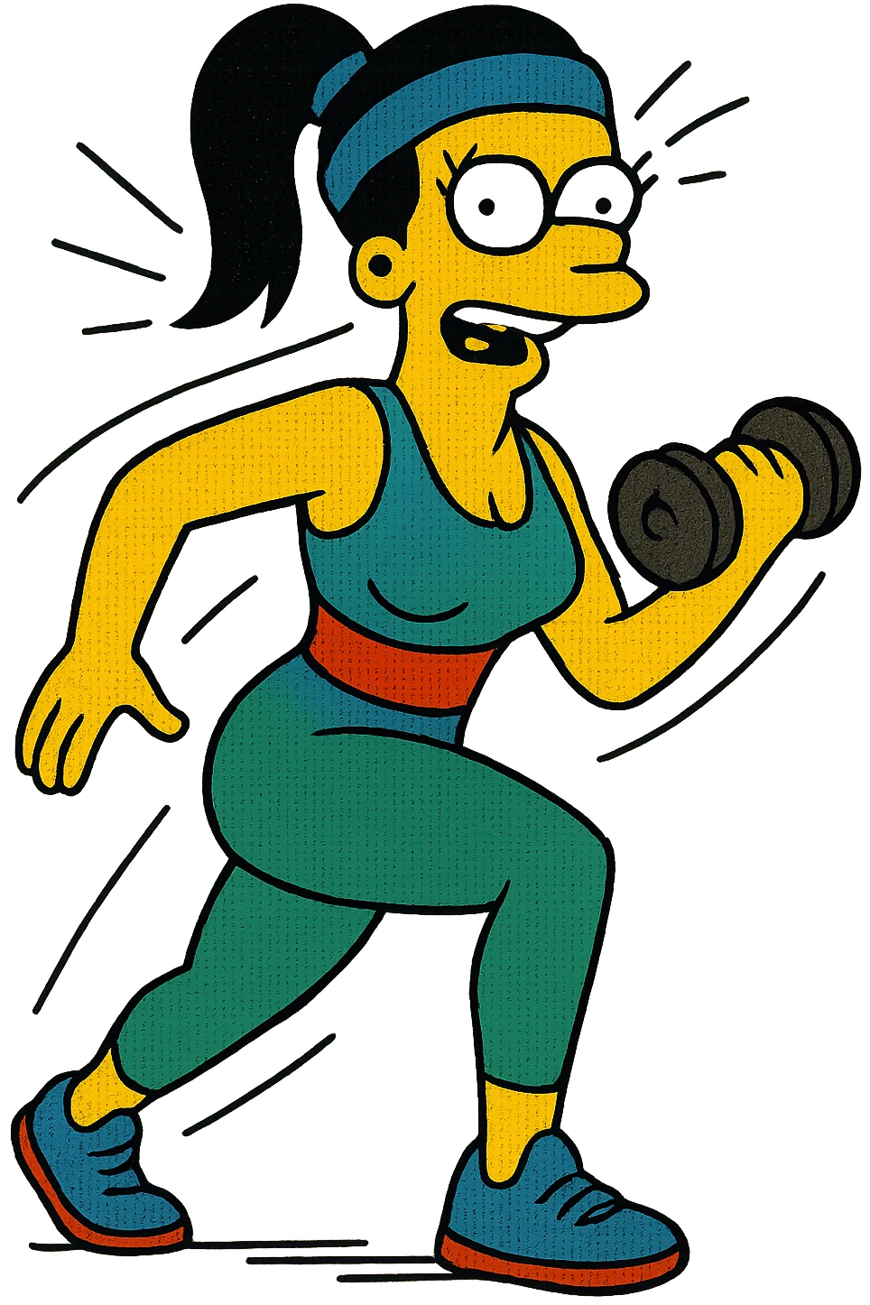 female fitness trainer, Simpsons cartoon style emoji