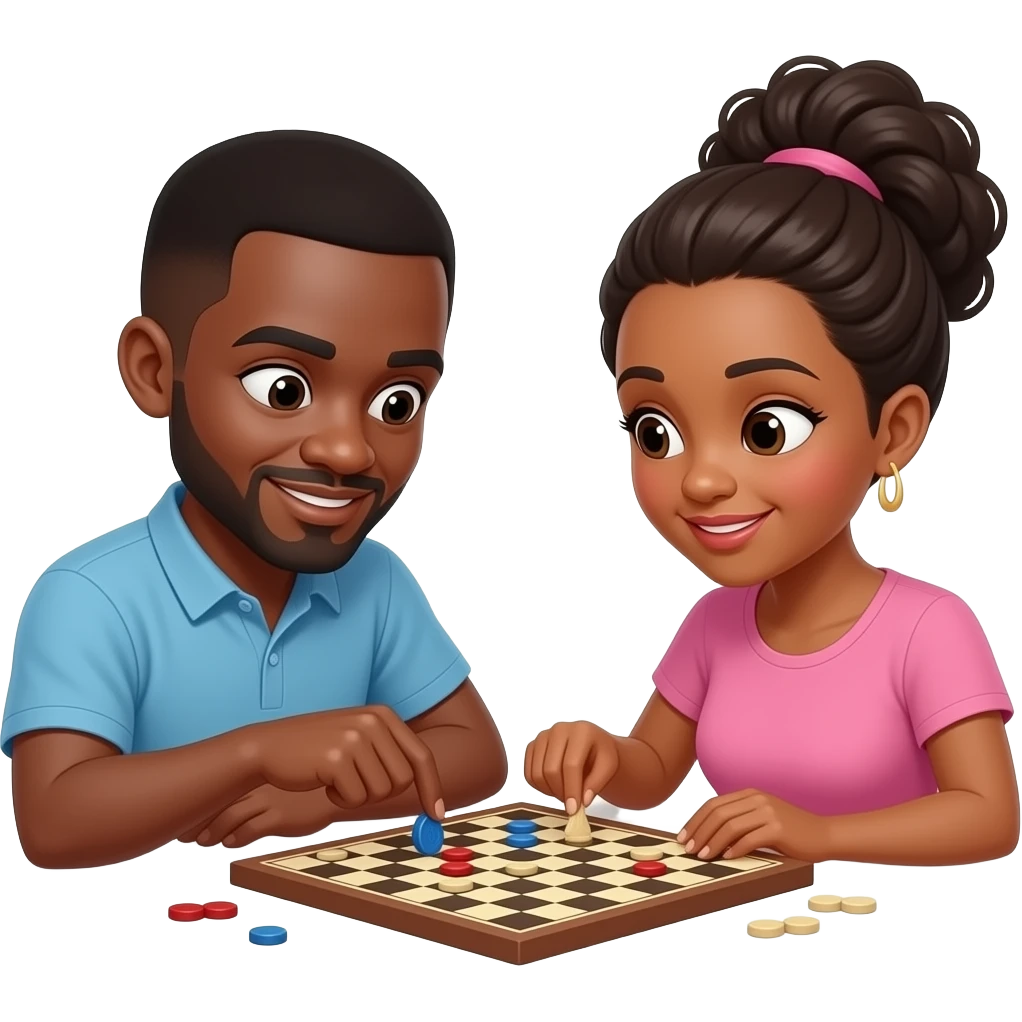 Black man and black woman play game emoji