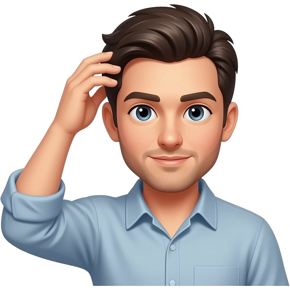 man touching hair emoji