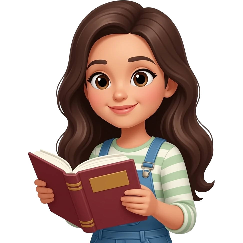 2d cartoon sketch of woman reading a book emoji