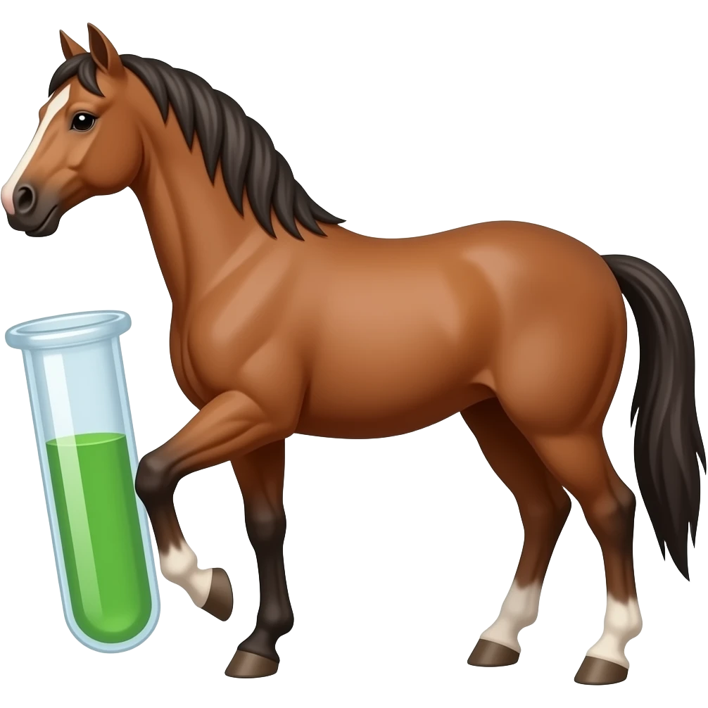 Test tube with legs on a horse emoji