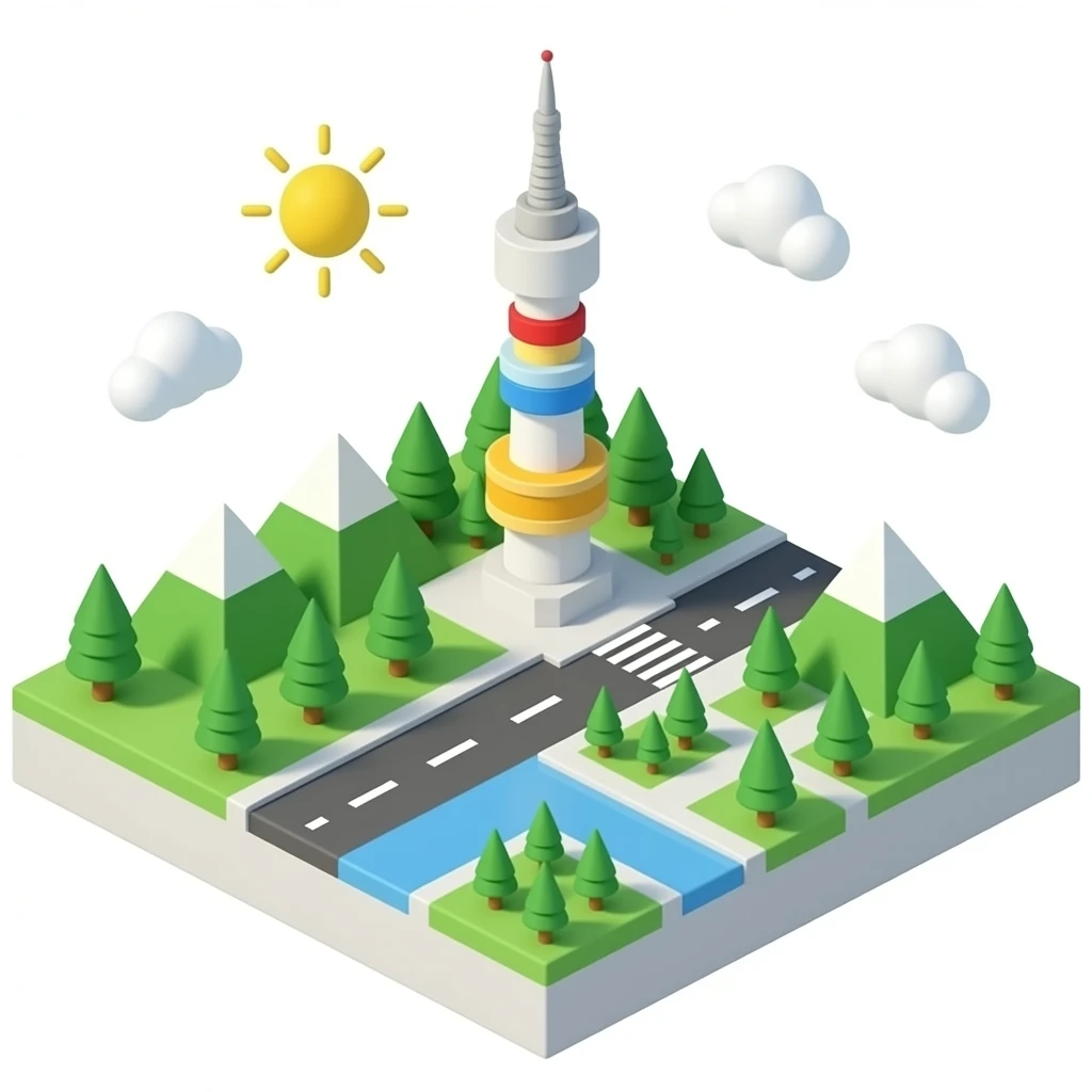 seoul landmark 3d isometric miniature emoji