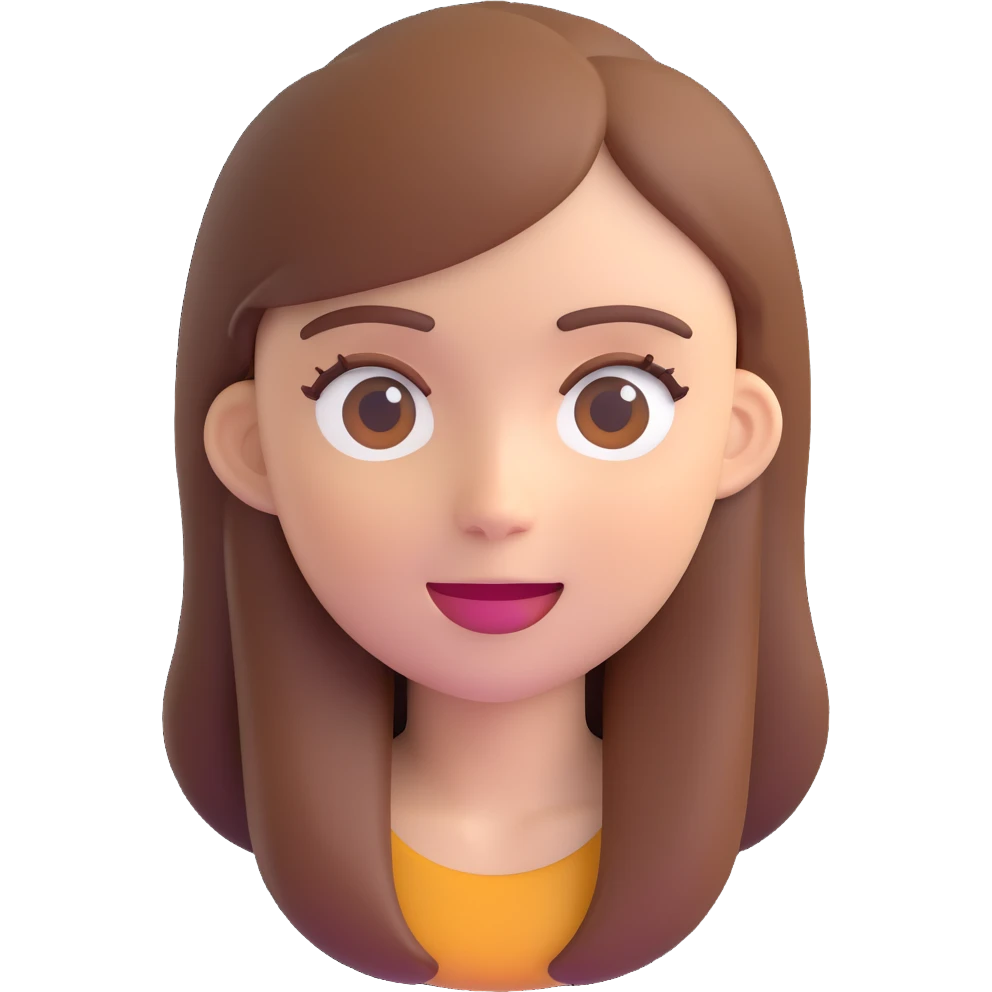 white girl with brown hair, 3d fluent emoji style emoji