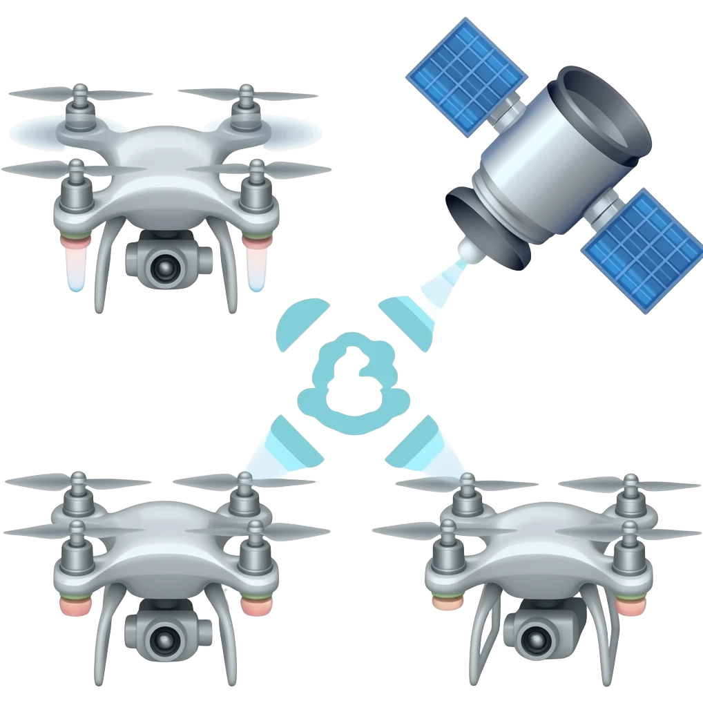 communication between two drones and with the Satellite emoji