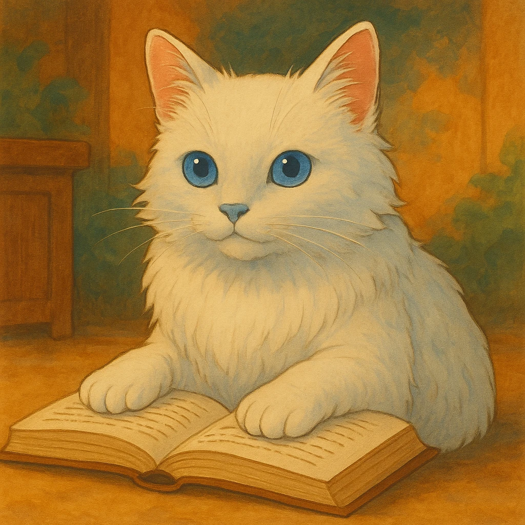 Make the cat's eyes bright blue, keep the original style. emoji