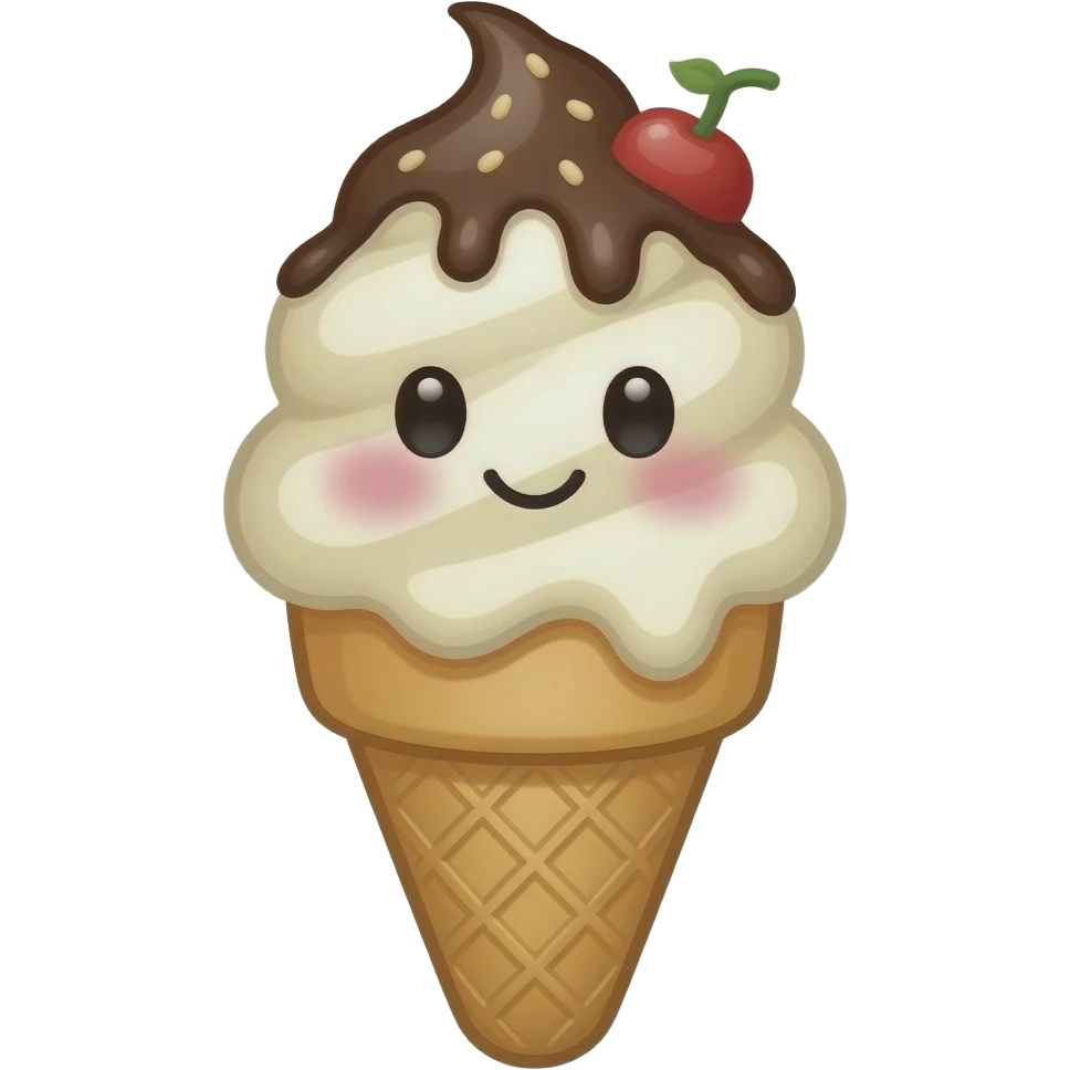 cute ice cream emoji, 3D style, colorful, soft lighting, white background, high quality emoji