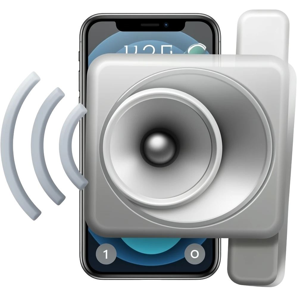 iphone with sound waves reaching emoji