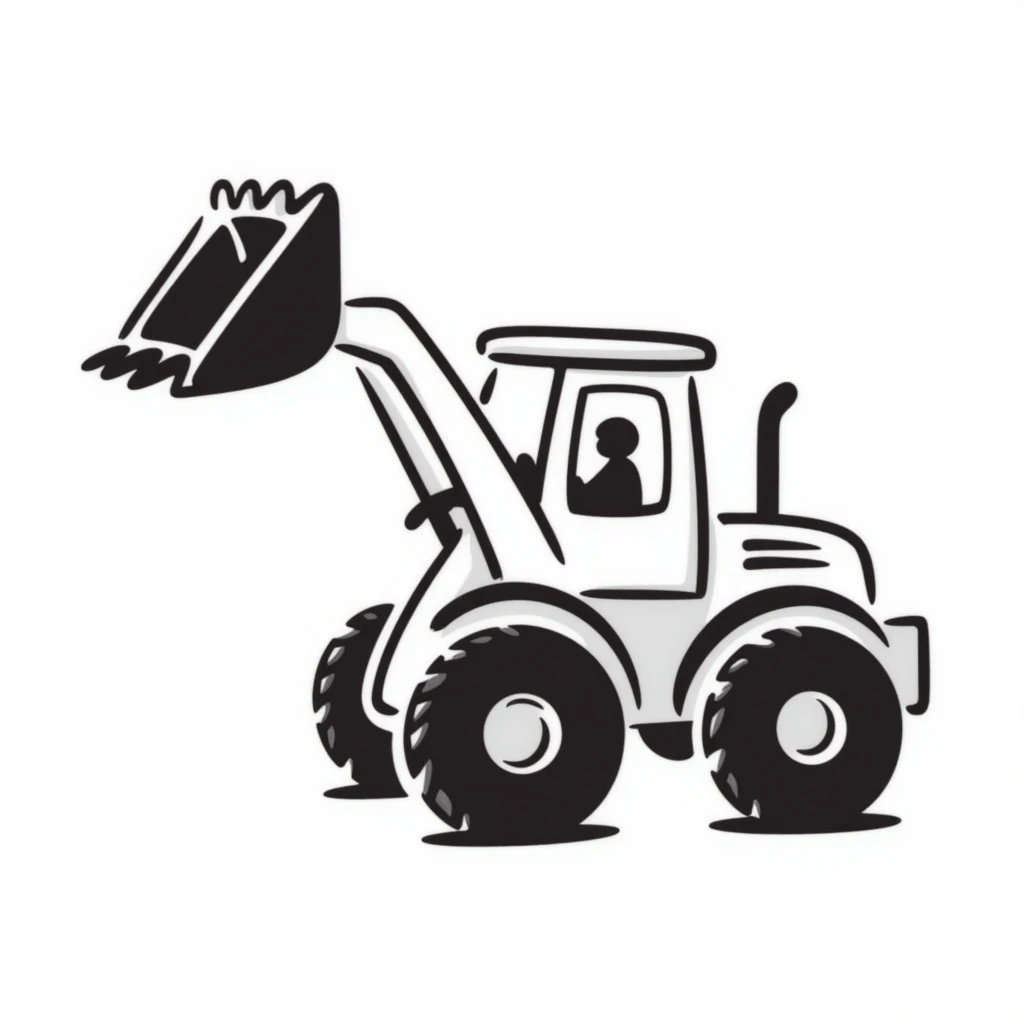a digger construction vehicle, hand-drawn doodle style emoji