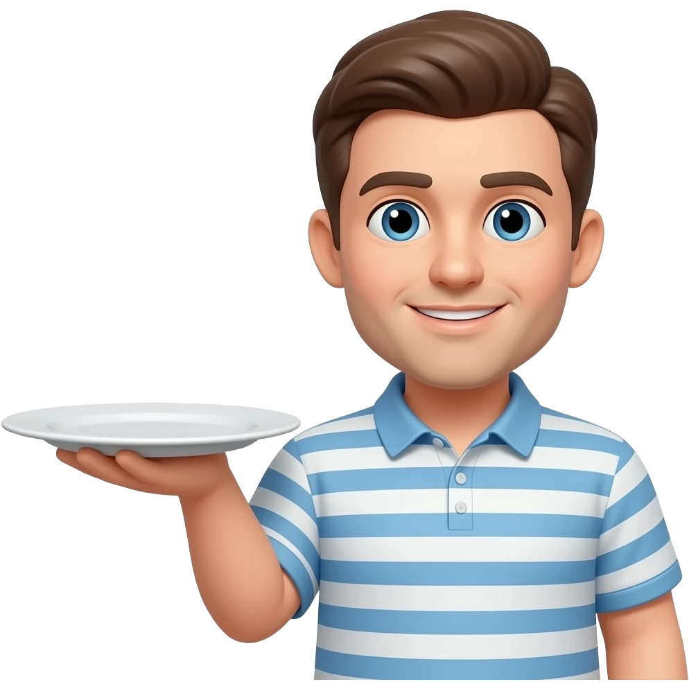 Guy with fat plate in hand emoji