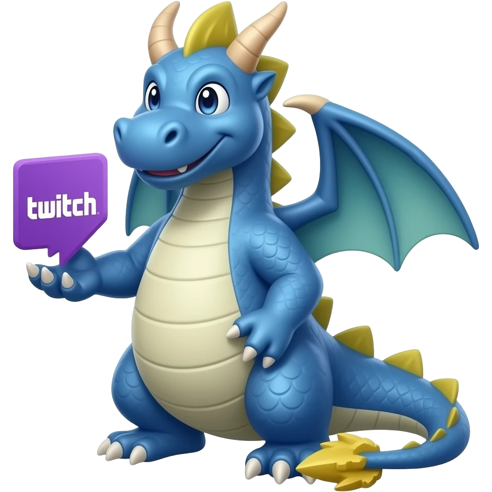 Blue dragon holding twitch bits emoji
