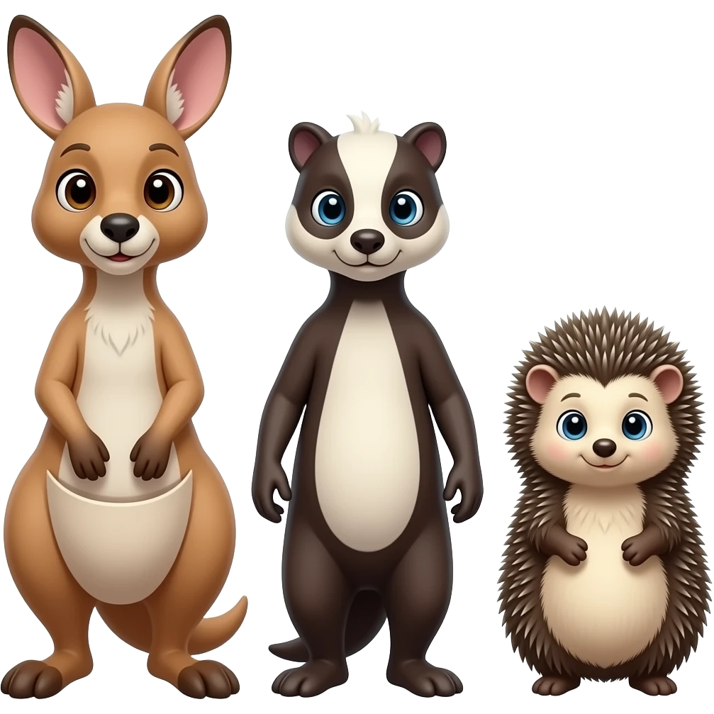 John Wallaby & James Skunk & Pip Hedgehog emoji