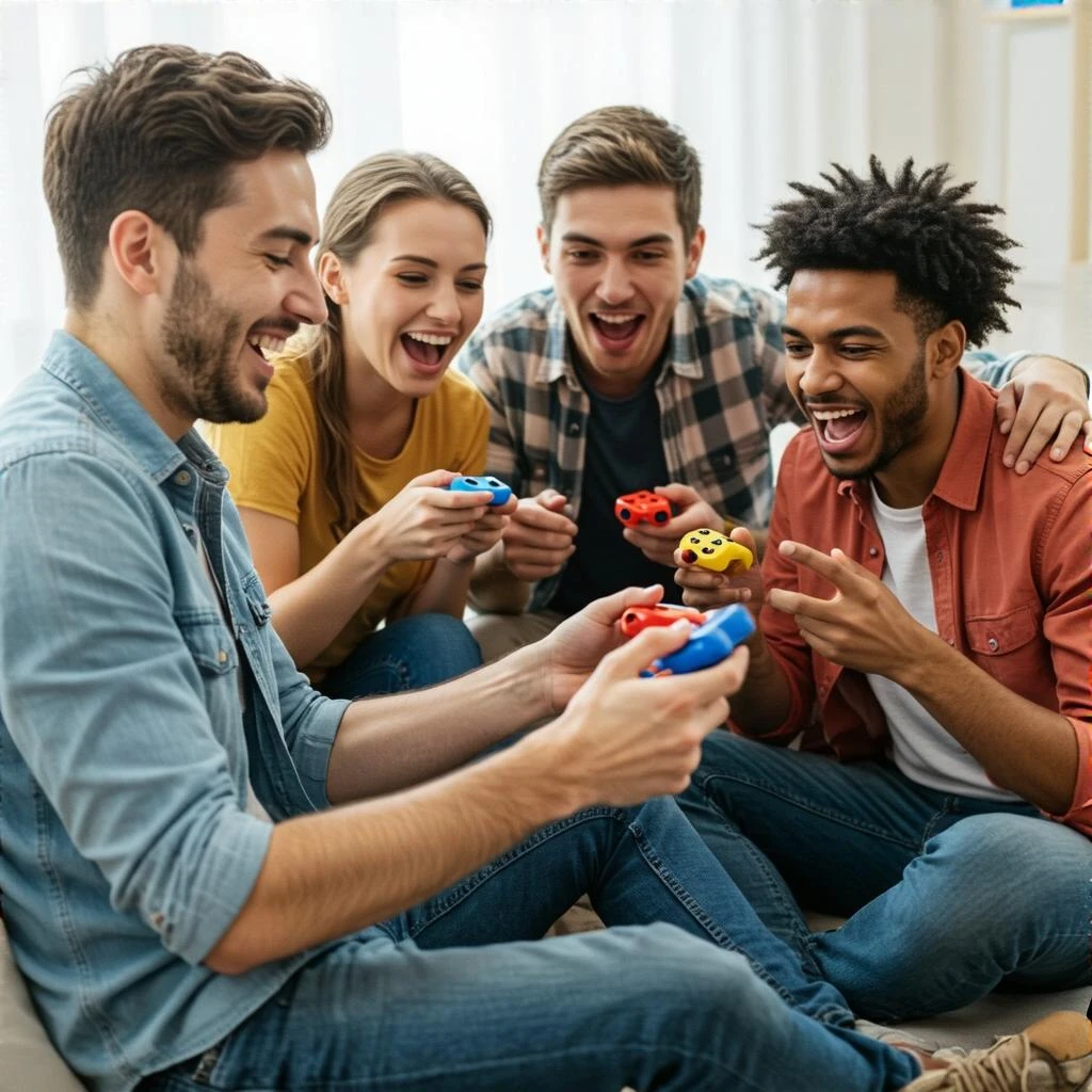group of friends playing a fun game emoji