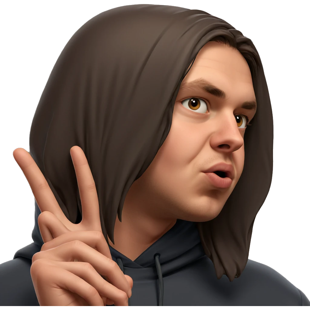 hooded meme boy in v emoji