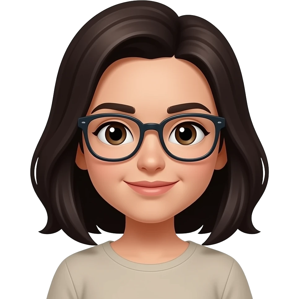 بنت شعرها اسود بني لابسة نضارة لون البشرة حنطية emoji