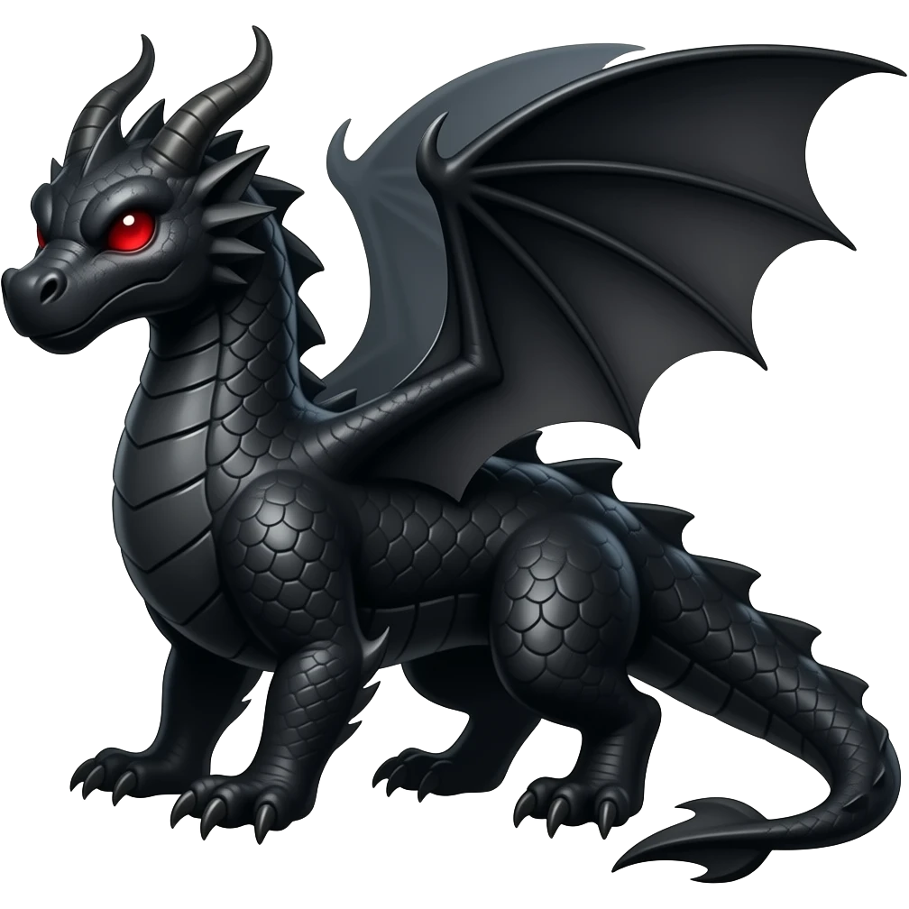 black dragon with red eyes emoji