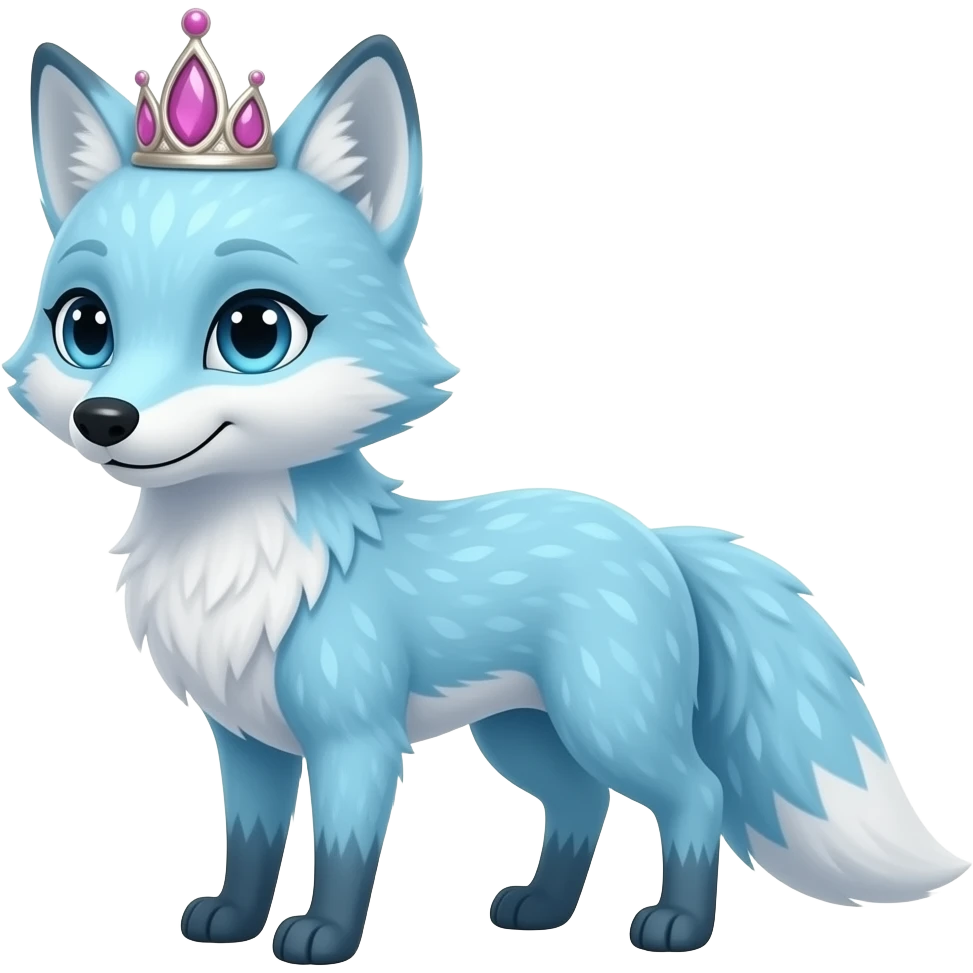 Female glacier blu fox with pink tiara emoji