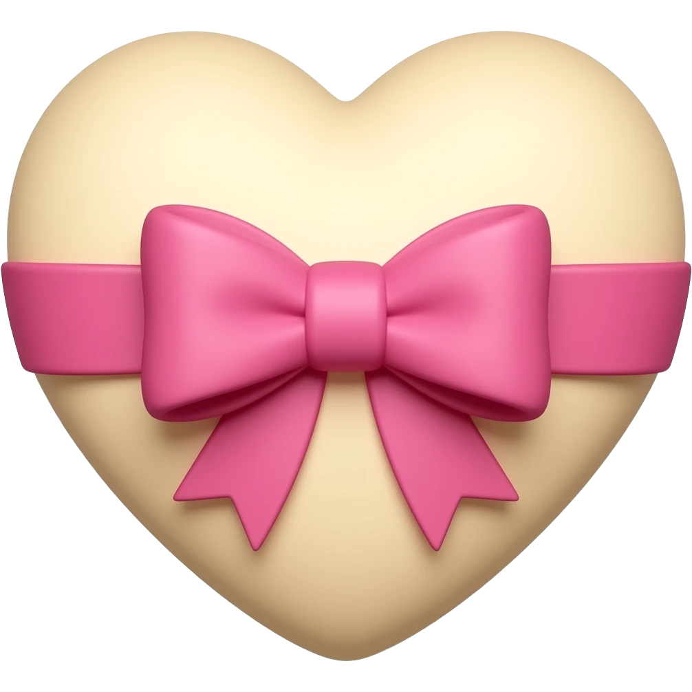 Beige heart with a pink ribbon bows emoji