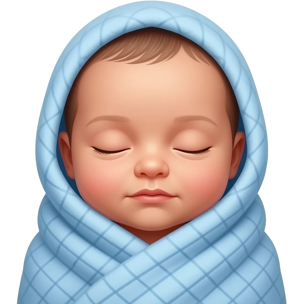 a little newborn baby wrapped in blue blanket with his eyes closed emoji