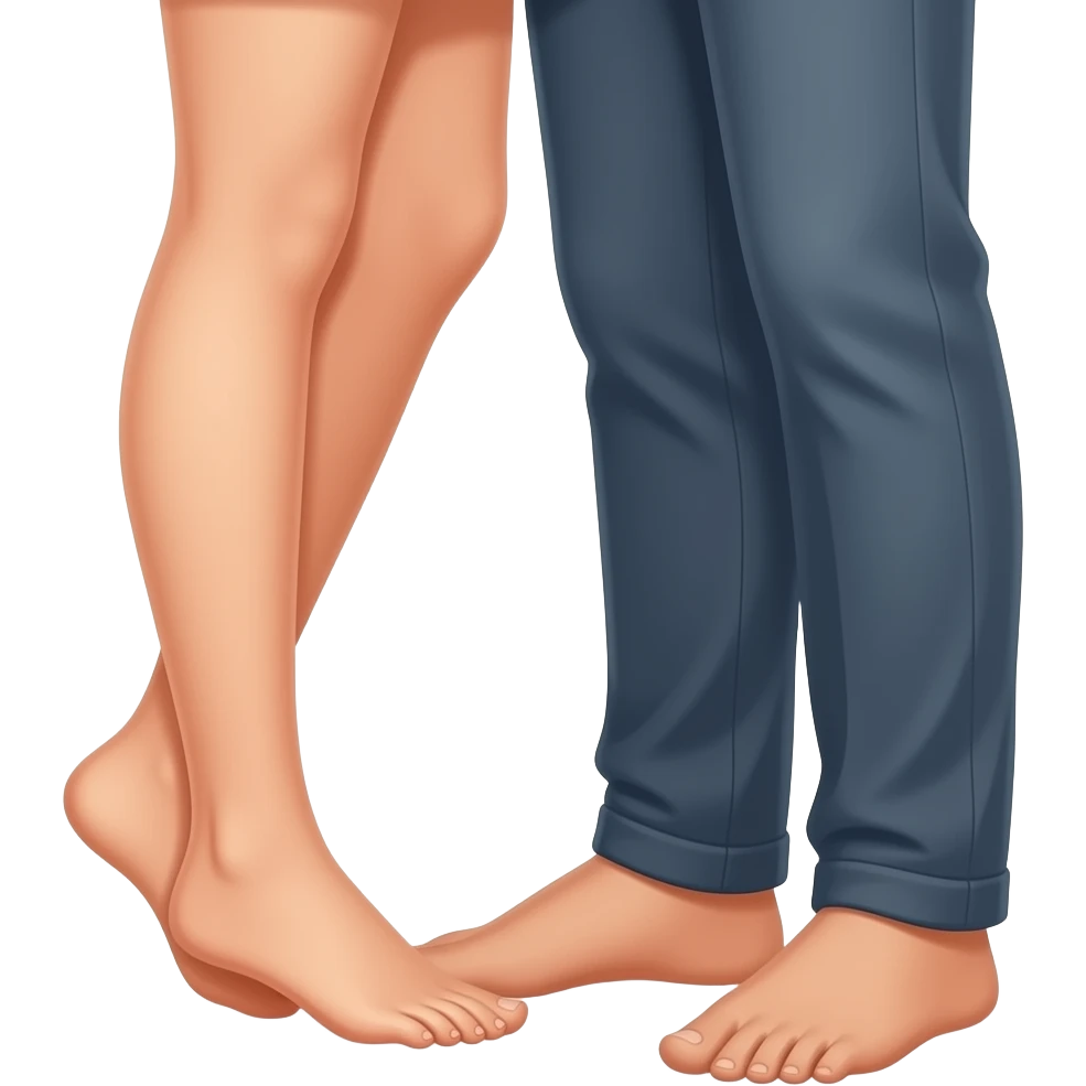 Women on top, man below her. Only feet visible. Showing couple moments. emoji