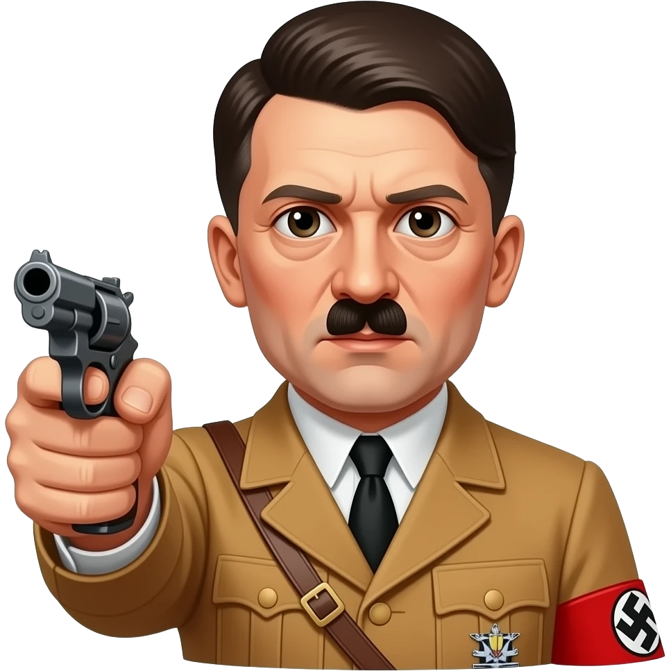 adolf hitler pointing a gun at himself emoji