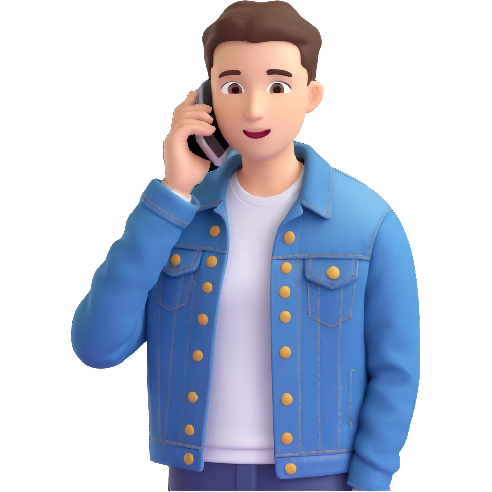 сделай реалистичное эмодзи как этот человек разговаривает по мобильному телефону (одет в джинсовку) emoji