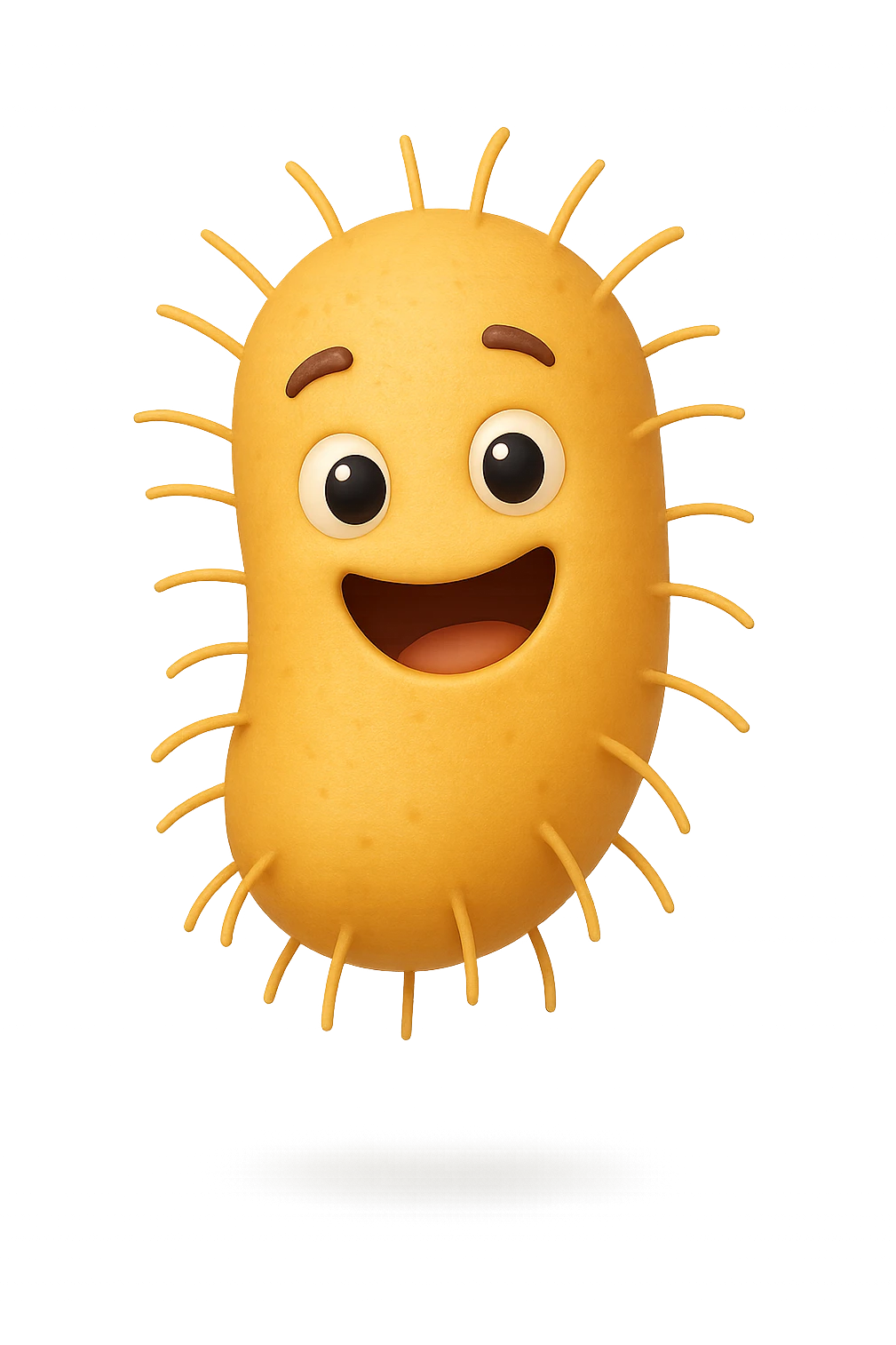 EMOJI STILE IPHONE DI BATTERI INTESTINALI FELICI CHE FLUTTUANO IN ARIA IPERREALISTICO 4K emoji