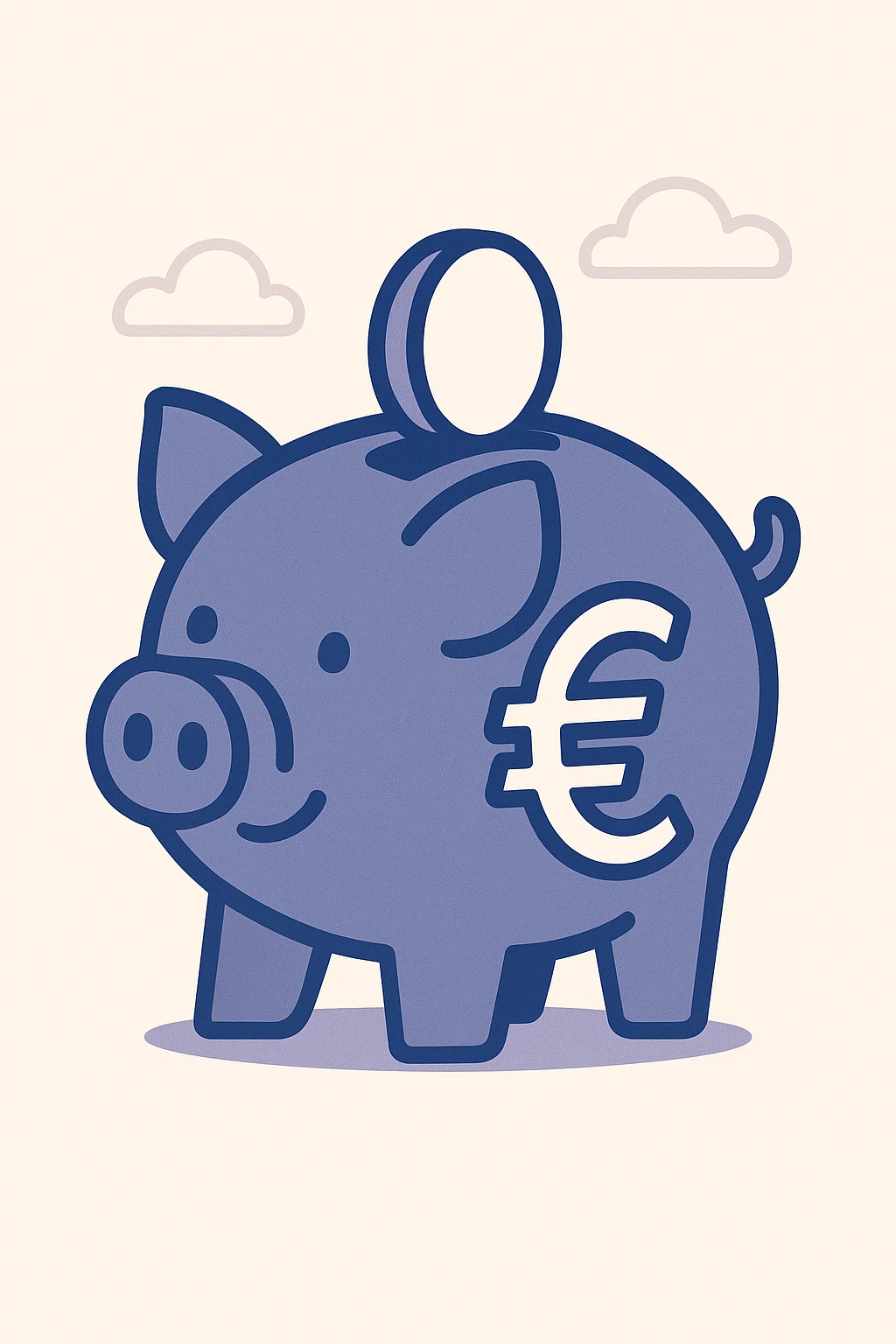 a piggy bank with a euro symbol, representing good money habits, clean modern style emoji