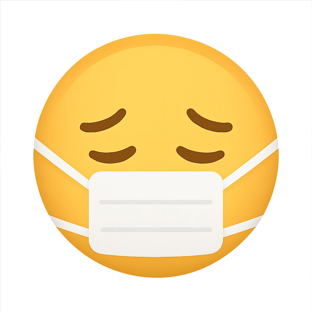 face with medical mask emoji, digital illustration emoji