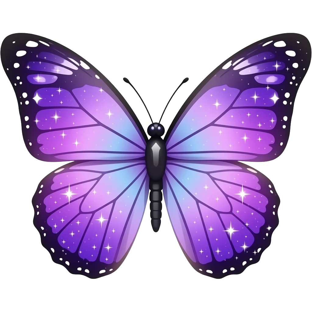 Purple-Shiny-Gem-Crystal-Glitter-Nebula-Gradient-Sparkle-Stars-Glossy-Butterfly emoji