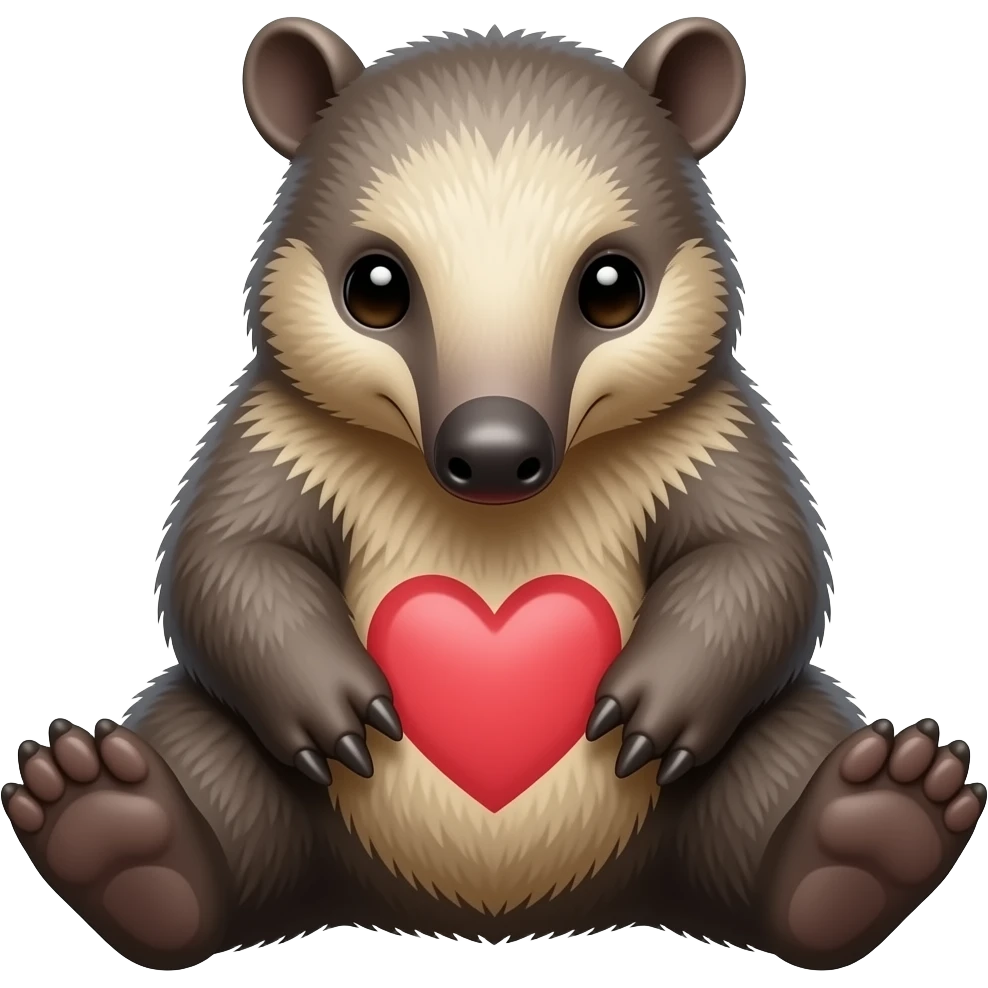 A sitting anteater with a heart painted on it emoji
