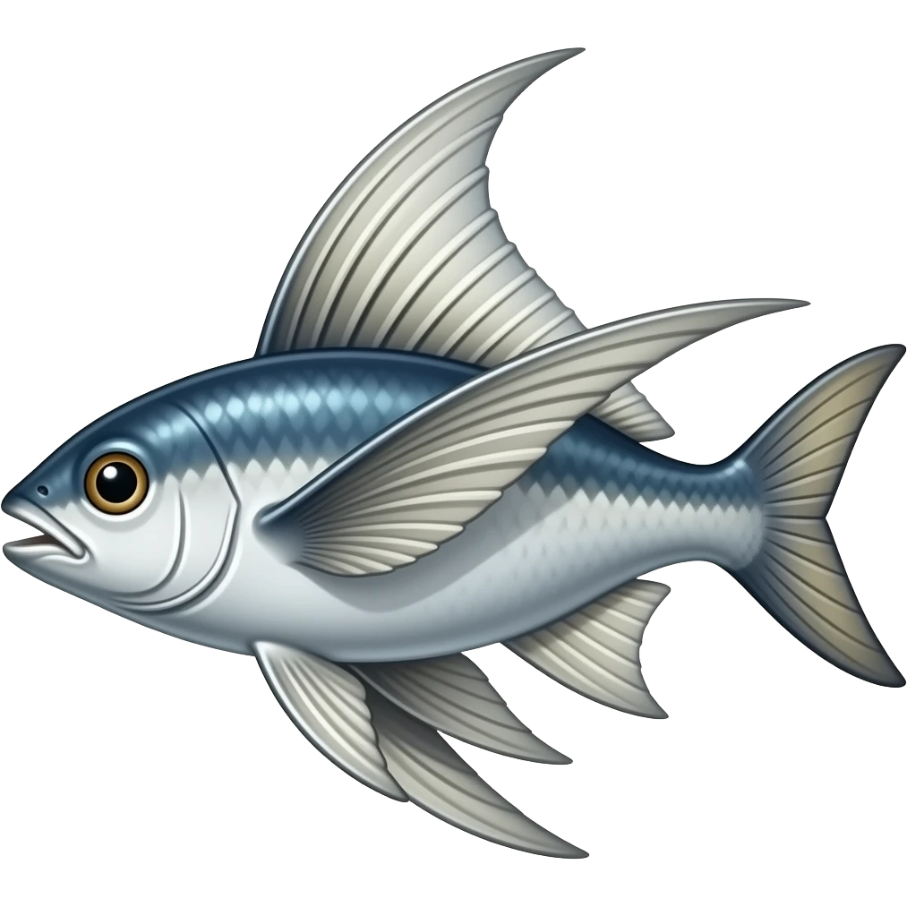 create a flying fish with long fins flyign and wings emoji